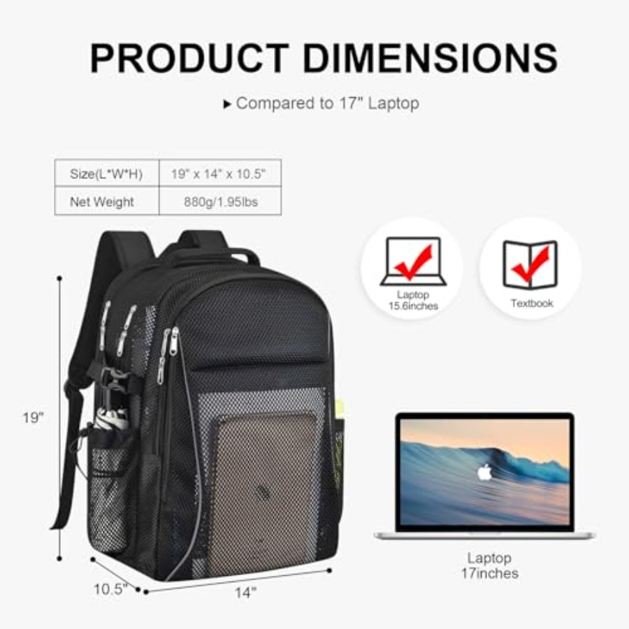 Heavy Duty X-Large Mesh Backpa - Rain Cover Backpack 评论和价格